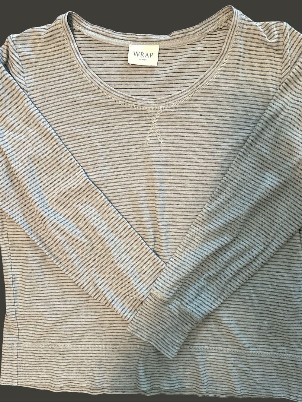 WRAP London Striped Long Sleeve Tee in Light Gray and White organic cotton